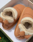 Bow Cotton Shoe Waterproof Plush Boots New Women Cute Warm Ankle Boots Ladies Outdoor Non-slip Thick Sole Snow Boot Furry