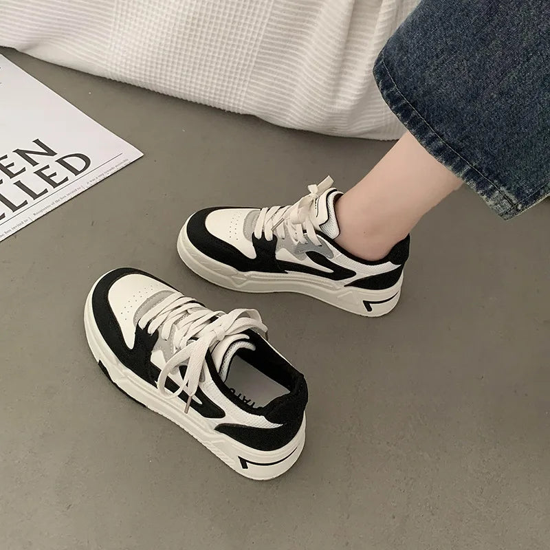 Brand Leather Women's Sneakers White Platform Woman Sports Sneakers Female Vulcanized Shoes Sneakers Casual Ladies Trainers2024