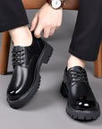 Classic Trends Spring Outdoor Men's Leather Shoes Platform Oxfords Male Derby Shoes Casual  Mens Lace Up Thick Soled Work Shoes