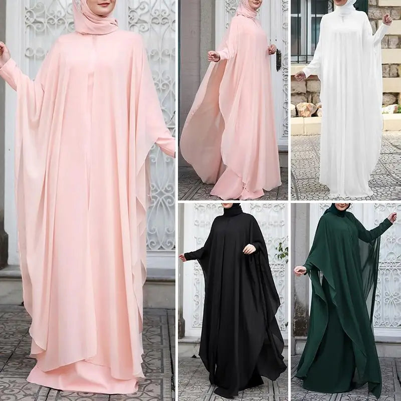 ZANZEA Fashion Summer Long Sundress Hijab Vestido 2pcs Women Long Sleeve Dress Party Kaftan Abaya