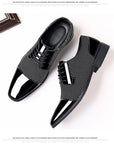 Trending Classic Men Dress Shoes For Men Oxfords Patent Leather Shoes Lace Up Formal Black Leather Wedding Party Shoes2023