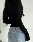 Sweetheart Neck Ruched T-shirt, Casual Long Sleeve Slim Crop Top