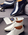 New Men’s Patent Leather Shoes  British Style Men's Dress Shoes Lace Up Pointed Toe Wedding Business Party Social Shoe Male