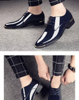 New Men’s Patent Leather Shoes  British Style Men's Dress Shoes Lace Up Pointed Toe Wedding Business Party Social Shoe Male