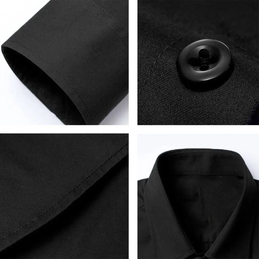 Men Shirt Long Sleeve Solid Color Button Single-breasted Cardigan Dress-up Casual Lapel Men Spring Shirt Stretch Business Formal