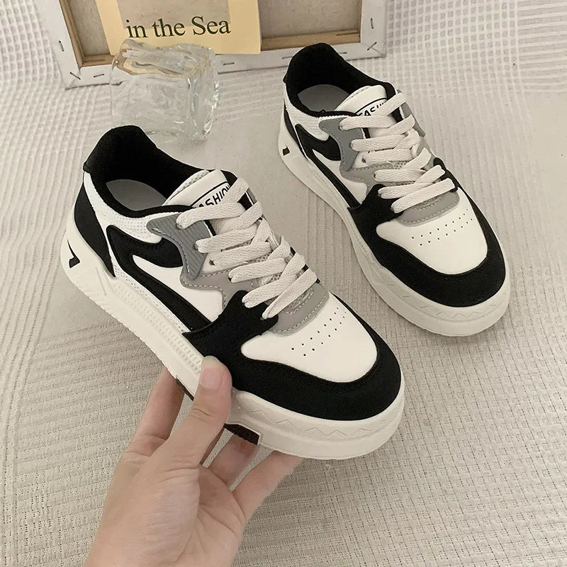 Brand Leather Women's Sneakers White Platform Woman Sports Sneakers Female Vulcanized Shoes Sneakers Casual Ladies Trainers2024