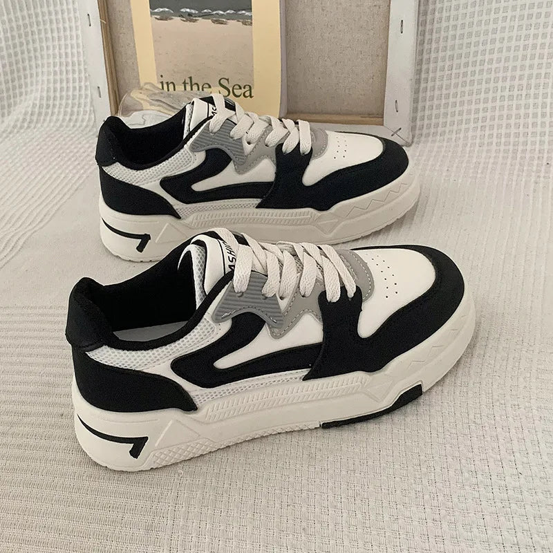 Brand Leather Women's Sneakers White Platform Woman Sports Sneakers Female Vulcanized Shoes Sneakers Casual Ladies Trainers2024