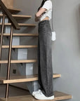 American Style Wide-leg Jeans Grey/black For Women New Autumn Low-waist Straight leg Loose