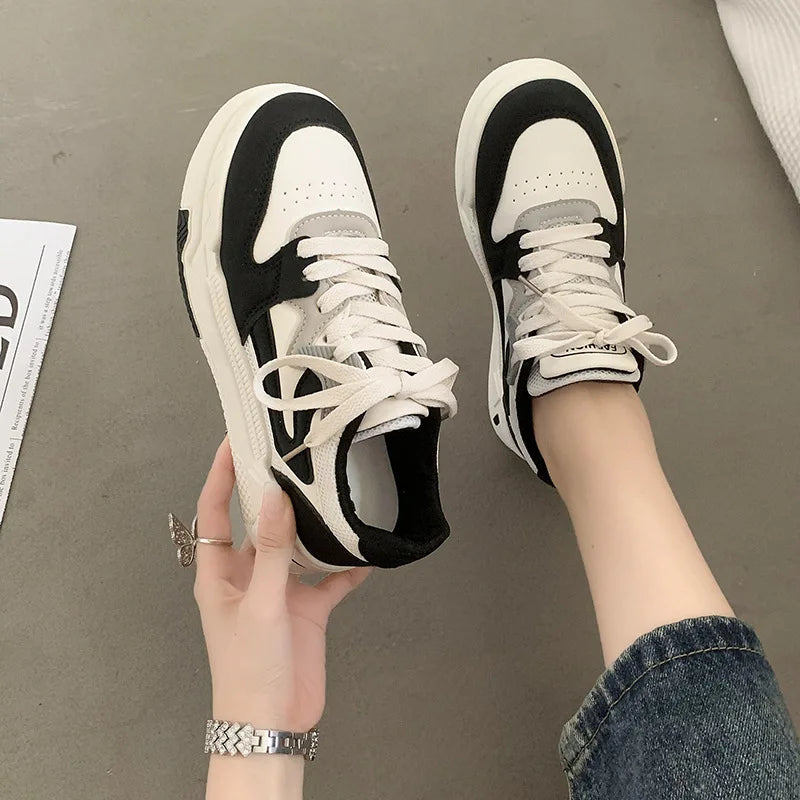 Brand Leather Women's Sneakers White Platform Woman Sports Sneakers Female Vulcanized Shoes Sneakers Casual Ladies Trainers2024