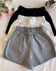 Women's Sports Shorts Summer Solid High Waist Drawstring Lace Up Black  Casual Basic Short Pants