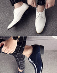 New Men’s Patent Leather Shoes  British Style Men's Dress Shoes Lace Up Pointed Toe Wedding Business Party Social Shoe Male