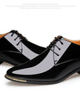 New Men’s Patent Leather Shoes  British Style Men's Dress Shoes Lace Up Pointed Toe Wedding Business Party Social Shoe Male