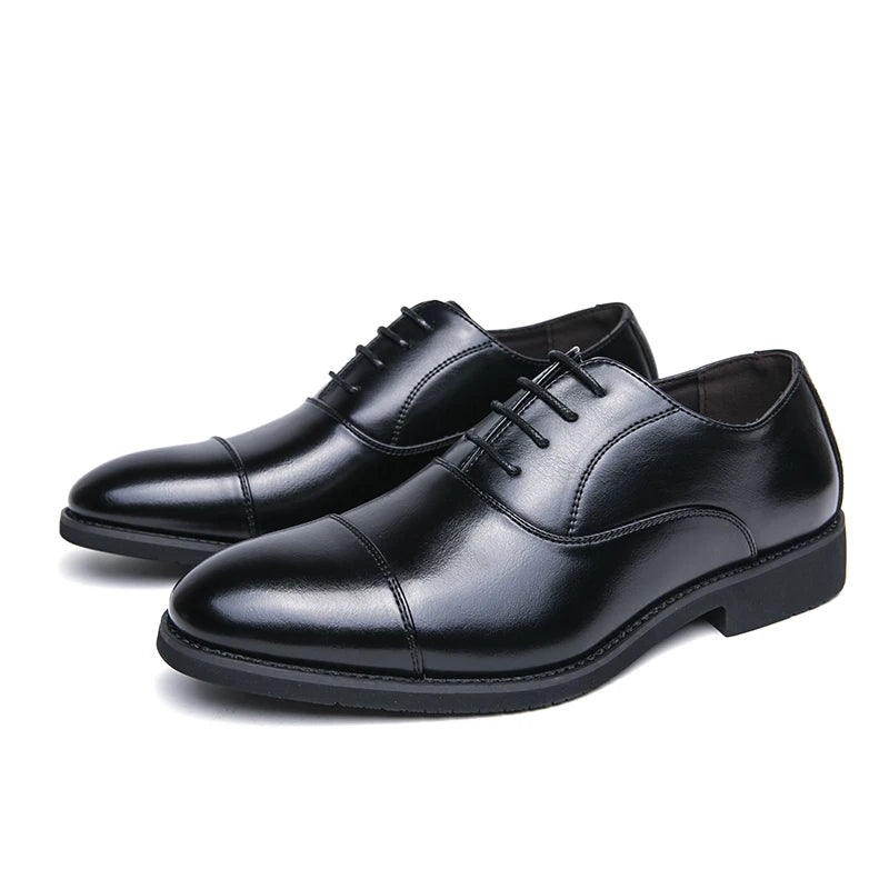 New Men Dress Shoes Luxury Brand Business Leather Shoes for Mens Comfortable Pointed Social Shoe Male Black Casual Wedding Shoes