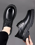 Classic Trends Spring Outdoor Men's Leather Shoes Platform Oxfords Male Derby Shoes Casual  Mens Lace Up Thick Soled Work Shoes