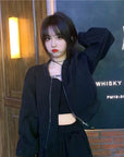 Basic Baseball Capsule Jacket Loose Long Sleeve Fall Zipper Simple Cropped Coat Fashion Harajuku Casual Outwear