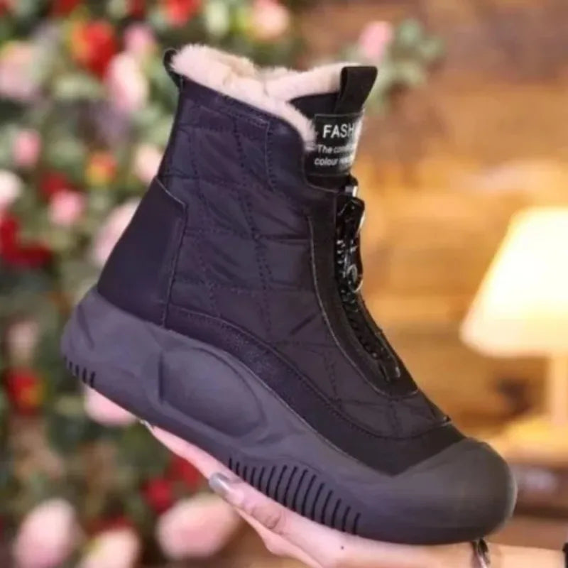 Retro Waterproof Snow Boots Winter New Soft Sole Vulcanized Cotton Shoes with Plush Insulation High Top Women's Shoes Traf