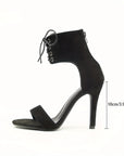 Open Toe Lace Hollow Cross Sandals for Womens Roman Shoes Side Zipper Thin High Heels Cool  New Designer  pumps