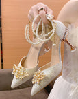 Shoes Women Summer High Heels Women Wedding Shoes Luxury Bride Gold Heels Mary Jane Shoes Ladies Pumps Sandals Zapatos De Mujer