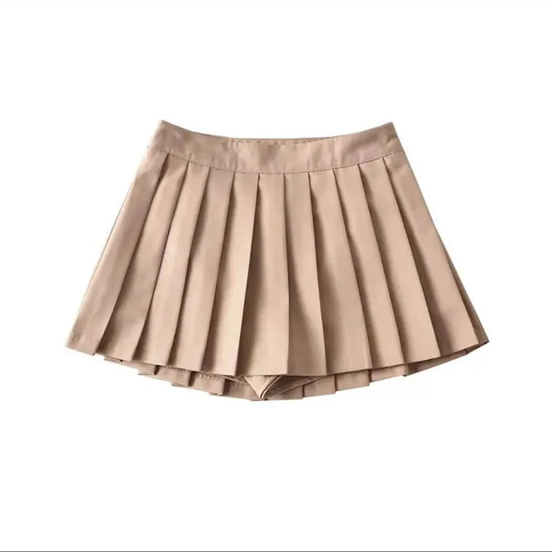 Zoki Women Pleated Skirts High Waist Summer Vintage Mini Skirts Tennis Student White Designed Dance Skirt