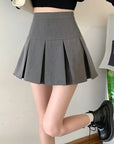 Summer New Women Slim Solid Color Pleated Short Skirt College Style Pure