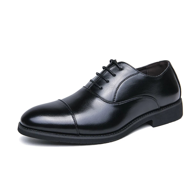 New Men Dress Shoes Luxury Brand Business Leather Shoes for Mens Comfortable Pointed Social Shoe Male Black Casual Wedding Shoes