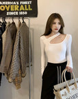 Y2K T-shirt Woman Autumn Sexy Skinny Tee Shirt Femme Long Sleeve Halter Clothes Hollow Out Korean Fashon Kpop Tops Tshirt