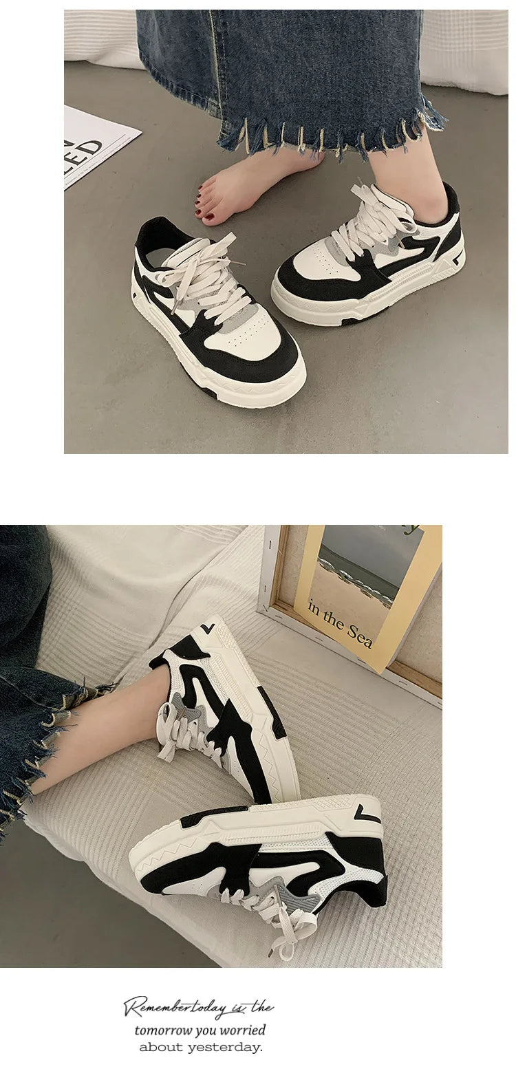 Brand Leather Women's Sneakers White Platform Woman Sports Sneakers Female Vulcanized Shoes Sneakers Casual Ladies Trainers2024