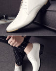 New Men’s Patent Leather Shoes  British Style Men's Dress Shoes Lace Up Pointed Toe Wedding Business Party Social Shoe Male