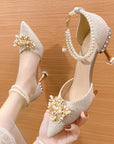 Shoes Women Summer High Heels Women Wedding Shoes Luxury Bride Gold Heels Mary Jane Shoes Ladies Pumps Sandals Zapatos De Mujer