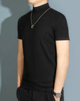 Men's Modal High Neck Short Sleeve T-Shirt Bottoming Shirt Silk