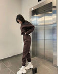 Autumn And Winter New Fashion Women's Clothing Letter Printed Long-sleeve Crewneck Hoodie Pants 2-piece Set Casual Women's Suit