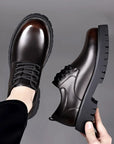 Classic Trends Spring Outdoor Men's Leather Shoes Platform Oxfords Male Derby Shoes Casual  Mens Lace Up Thick Soled Work Shoes