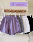 Women's Sports Shorts Summer Solid High Waist Drawstring Lace Up Black  Casual Basic Short Pants