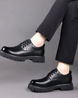 Classic Trends Spring Outdoor Men's Leather Shoes Platform Oxfords Male Derby Shoes Casual  Mens Lace Up Thick Soled Work Shoes