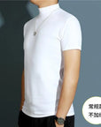 Men's Modal High Neck Short Sleeve T-Shirt Bottoming Shirt Silk