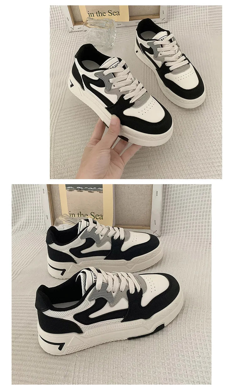 Brand Leather Women's Sneakers White Platform Woman Sports Sneakers Female Vulcanized Shoes Sneakers Casual Ladies Trainers2024