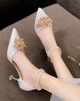 Shoes Women Summer High Heels Women Wedding Shoes Luxury Bride Gold Heels Mary Jane Shoes Ladies Pumps Sandals Zapatos De Mujer