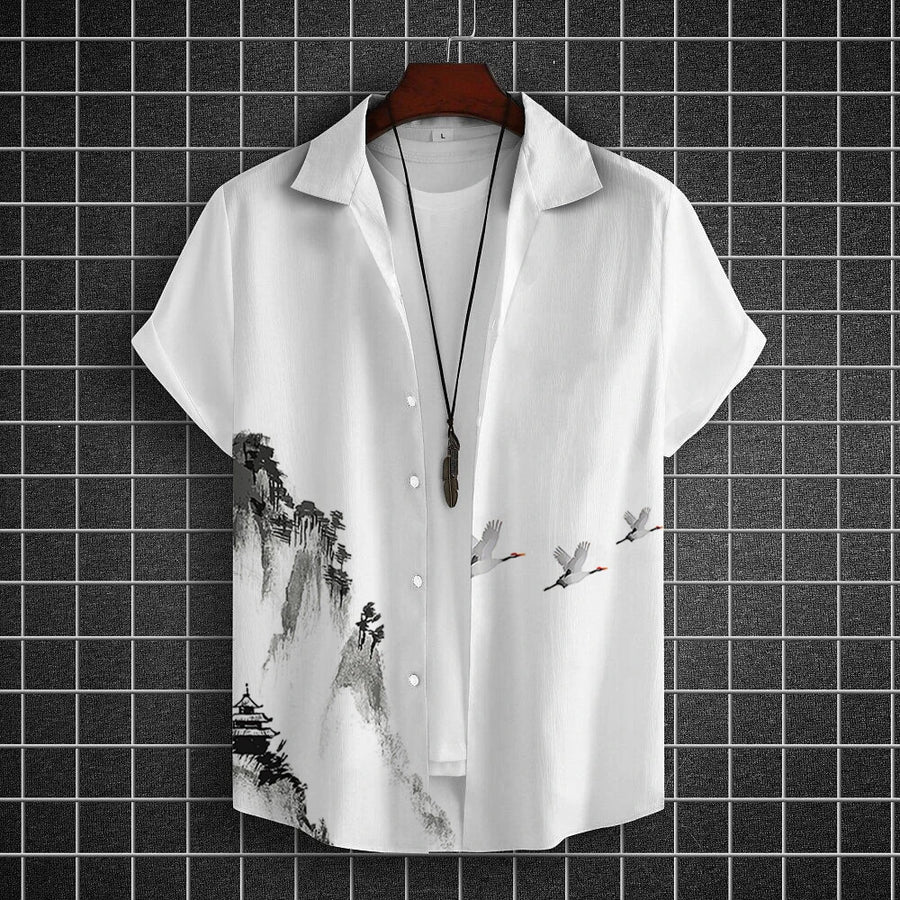 Simple Men'S Shirt 3d Printed Retro Fashion Top Loose Oversized Wear Every