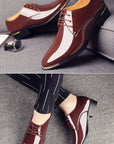 New Men’s Patent Leather Shoes  British Style Men's Dress Shoes Lace Up Pointed Toe Wedding Business Party Social Shoe Male