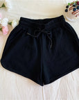 Women's Sports Shorts Summer Solid High Waist Drawstring Lace Up Black  Casual Basic Short Pants