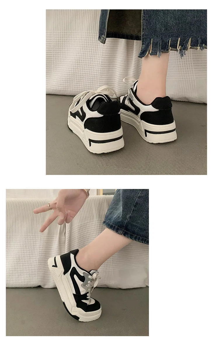 Brand Leather Women's Sneakers White Platform Woman Sports Sneakers Female Vulcanized Shoes Sneakers Casual Ladies Trainers2024